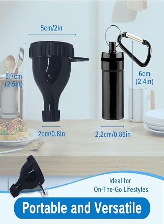 YAFIYGI Protein Powder Container to Go Funnel with Aluminium Alloy Mini Pocket Pill Box and Carabiner Clip Supplement Funnel with Cap for Water Bottle Pre Workout Gym Mini Travel Funnels Shaker Cup - Image 3